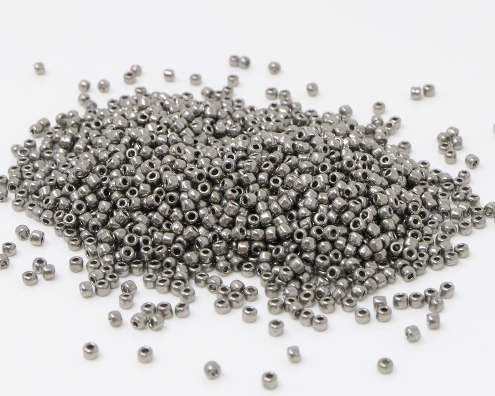 Rocailles Glasperlen 1700 St. Altsilber Metallic Perlen 2 mm Basteln mit Rocaillesperlen