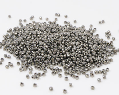 Rocailles Glasperlen 1700 St. Altsilber Metallic Perlen 2 mm Basteln mit Rocaillesperlen