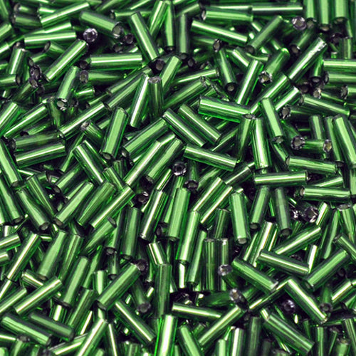 500 Rocailles-Stifte 7mm Röhrchen grün Glasperlen Silbereinzug Tubes -1268