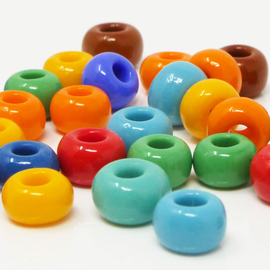 Große Rocailles 30 St. bunt 34/0 Glasperlen Mix 8-9mm Indianerperlen bunt Glas Beads