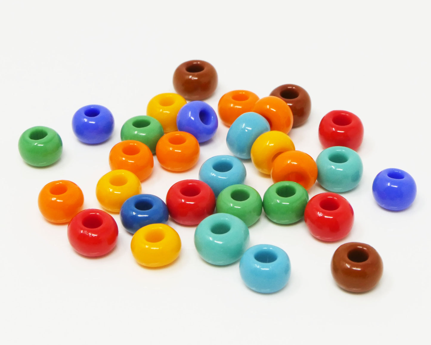 Große Rocailles 30 St. bunt 34/0 Glasperlen Mix 8-9mm Indianerperlen bunt Glas Beads