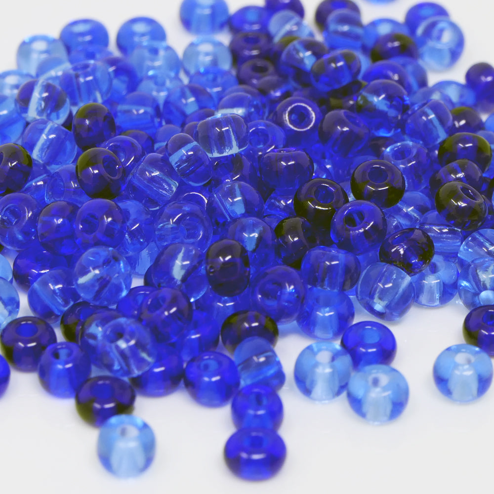 Rocailles Perlen 4mm Glasperlen Mix  5/0 blau Rocaillesperlen 170 St. Perlenmix -687