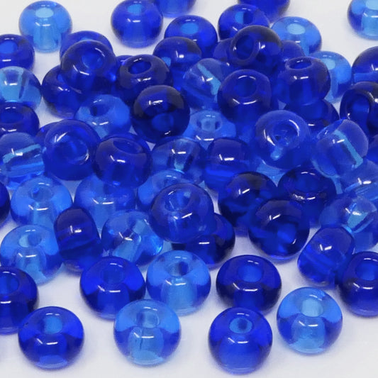 große Rocailles Glasperlen 6,5mm Blau 80 Stück Perlen-Mix mit 2mm Loch zum Auffädeln und Basteln Größe 1/0