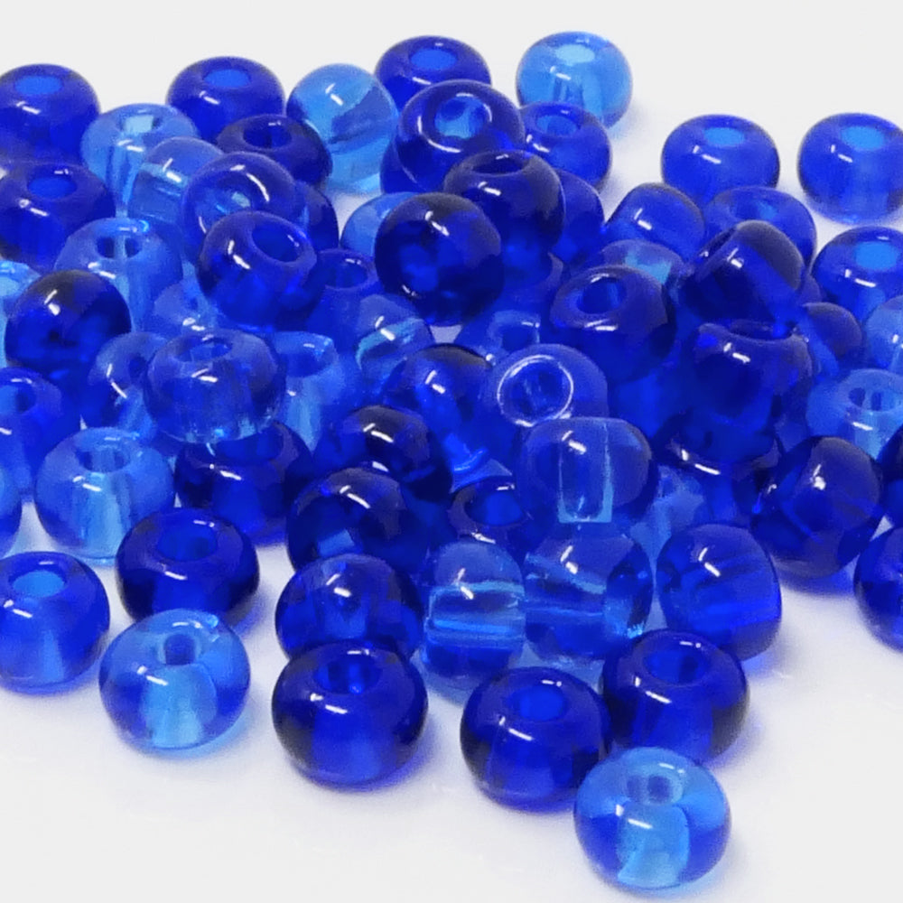 große Rocailles Glasperlen 6,5mm Blau 80 Stück Perlen-Mix mit 2mm Loch zum Auffädeln und Basteln Größe 1/0