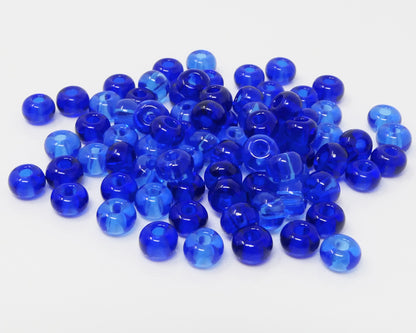 große Rocailles Glasperlen 6,5mm Blau 80 Stück Perlen-Mix mit 2mm Loch zum Auffädeln und Basteln Größe 1/0