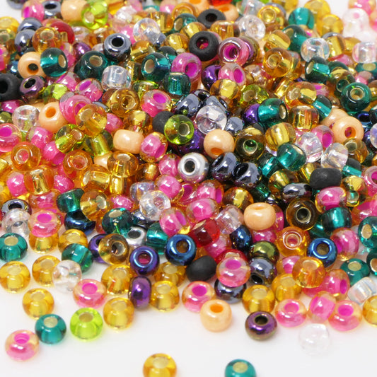 Rocailles Perlenmix 650 Stück Glasperlen 3mm Bunt 8/0 metallic opak und transparent Farben-Mix -712