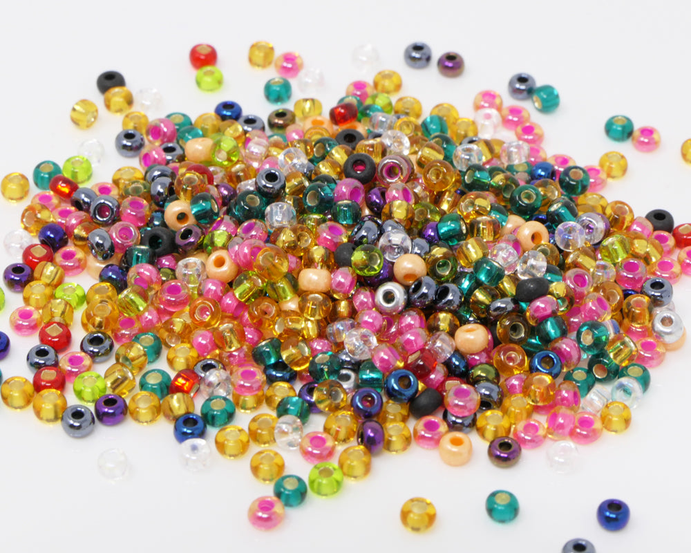 Rocailles Perlenmix 650 Stück Glasperlen 3mm Bunt 8/0 metallic opak und transparent Farben-Mix -712