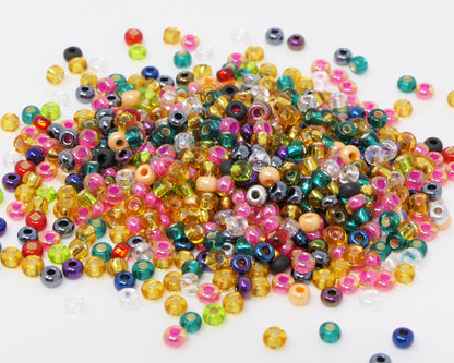 Rocailles Perlenmix 650 Stück Glasperlen 3mm Bunt 8/0 metallic opak und transparent Farben-Mix -712