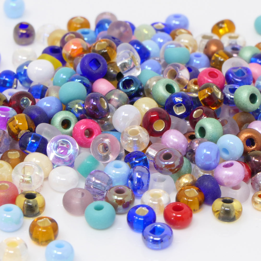 Rocailles-Perlen-Mix 250 Stück Glasperlen 4mm Bunt 6/0 Farben-Mix Indianerperlen zum Auffädeln -806