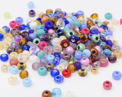 Rocailles-Perlen-Mix 250 Stück Glasperlen 4mm Bunt 6/0 Farben-Mix Indianerperlen zum Auffädeln -806