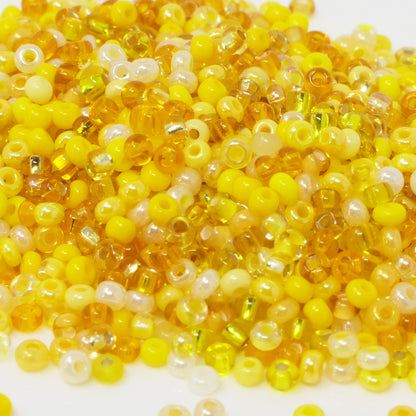 Rocailles-Perlen-Mix 1500 Stück Glasperlen Mischung 2mm Gelb Indianerperlen zum Auffädeln Größe 11/0