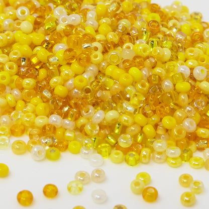 Rocailles-Perlen-Mix 1500 Stück Glasperlen Mischung 2mm Gelb Indianerperlen zum Auffädeln Größe 11/0