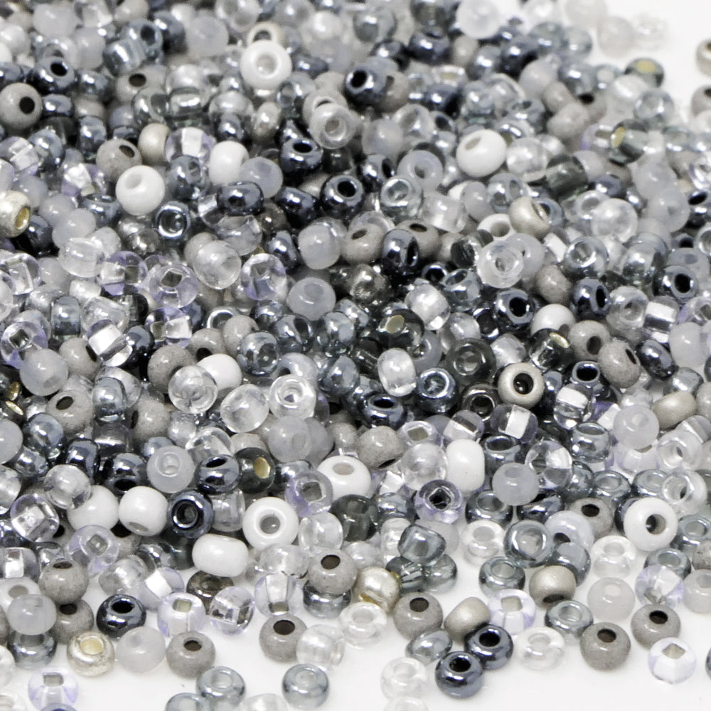 Rocailles-Perlen-Mix 1700 Stück Glasperlen Mischung 2mm Grau zum Auffädeln Indianerperlen Größe 11/0