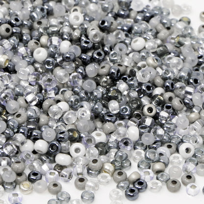 Rocailles-Perlen-Mix 1700 Stück Glasperlen Mischung 2mm Grau zum Auffädeln Indianerperlen Größe 11/0