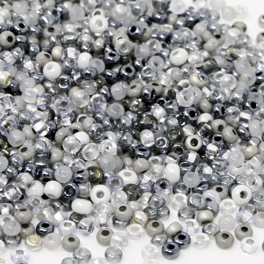 Rocailles-Perlen-Mix 1700 Stück Glasperlen Mischung 2mm Grau zum Auffädeln Indianerperlen Größe 11/0