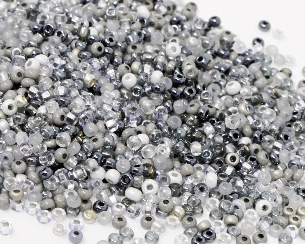 Rocailles-Perlen-Mix 1700 Stück Glasperlen Mischung 2mm Grau zum Auffädeln Indianerperlen Größe 11/0