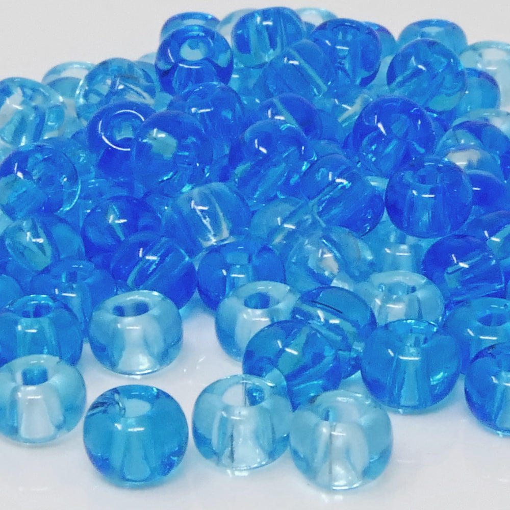 Rocailles-Perlen-Mix Hellblau 100 Stück Glasperlen 6mm mit 1,8mm Loch zum Auffädeln und Basteln Größe 3/0