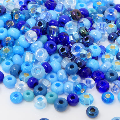 Rocailles-Perlen-Mix 260 Stück Glasperlen 4mm Blau 1,3mm Loch zum Auffädeln und Basteln 6/0