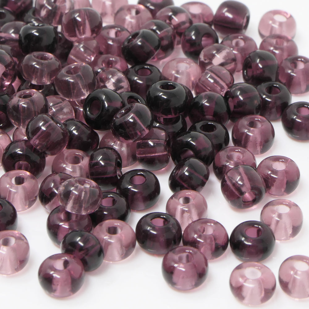 Rocailles Perlen 5,5mm Glasperlen Mix 3/0 lila Rocaillesperlen 110 St. Perlenmix -728