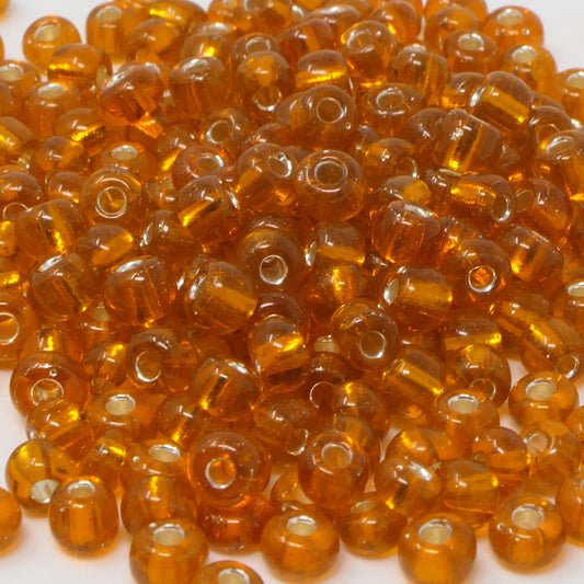 Rocailles Glasperlen orange mit Silbereinzug 3-4mm 260x Perlen Rocaillesperlen -219