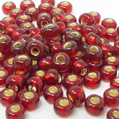 Rocailles 3/0 Glas Perlen mit Silbereinzug 5mm rot 100x Rocaillesperlen -1492