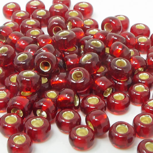 Rocailles 3/0 Glas Perlen mit Silbereinzug 5mm rot 100x Rocaillesperlen -1492