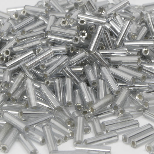 Rocailles-Stifte 7mm Röhrchen hellgrau 560x Perlen mit Silbereinzug Rocaillesperlen