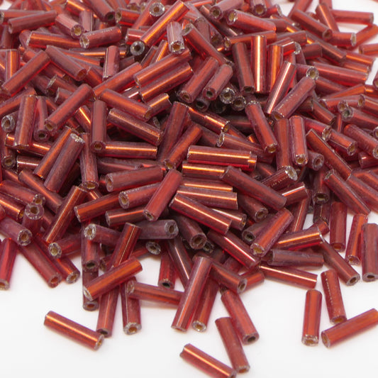 500 Rocailles-Stifte 7mm Röhrchen dunkelrot Perlen mit Silbereinzug Stiftperlen -269