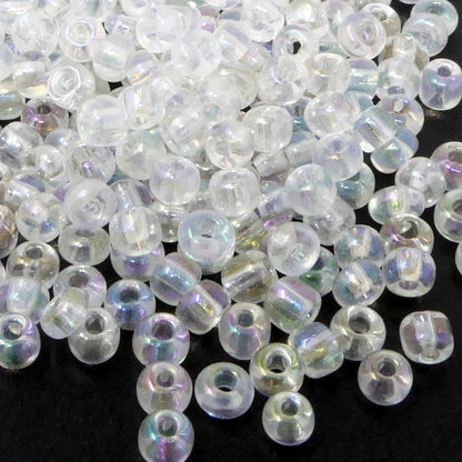 Rocailles Perlen Glasperlen 4mm transparent AB 300 St.Glas Beads -762
