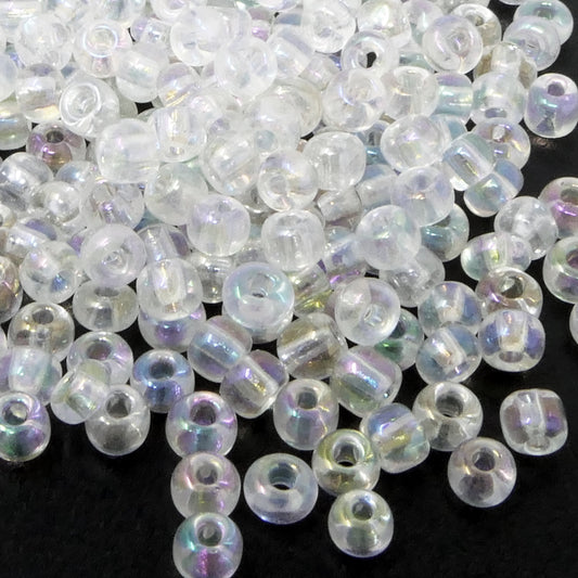 Rocailles Perlen Glasperlen 4mm transparent AB 300 St.Glas Beads -762