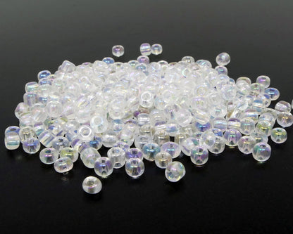 Rocailles Perlen Glasperlen 4mm transparent AB 300 St.Glas Beads -762