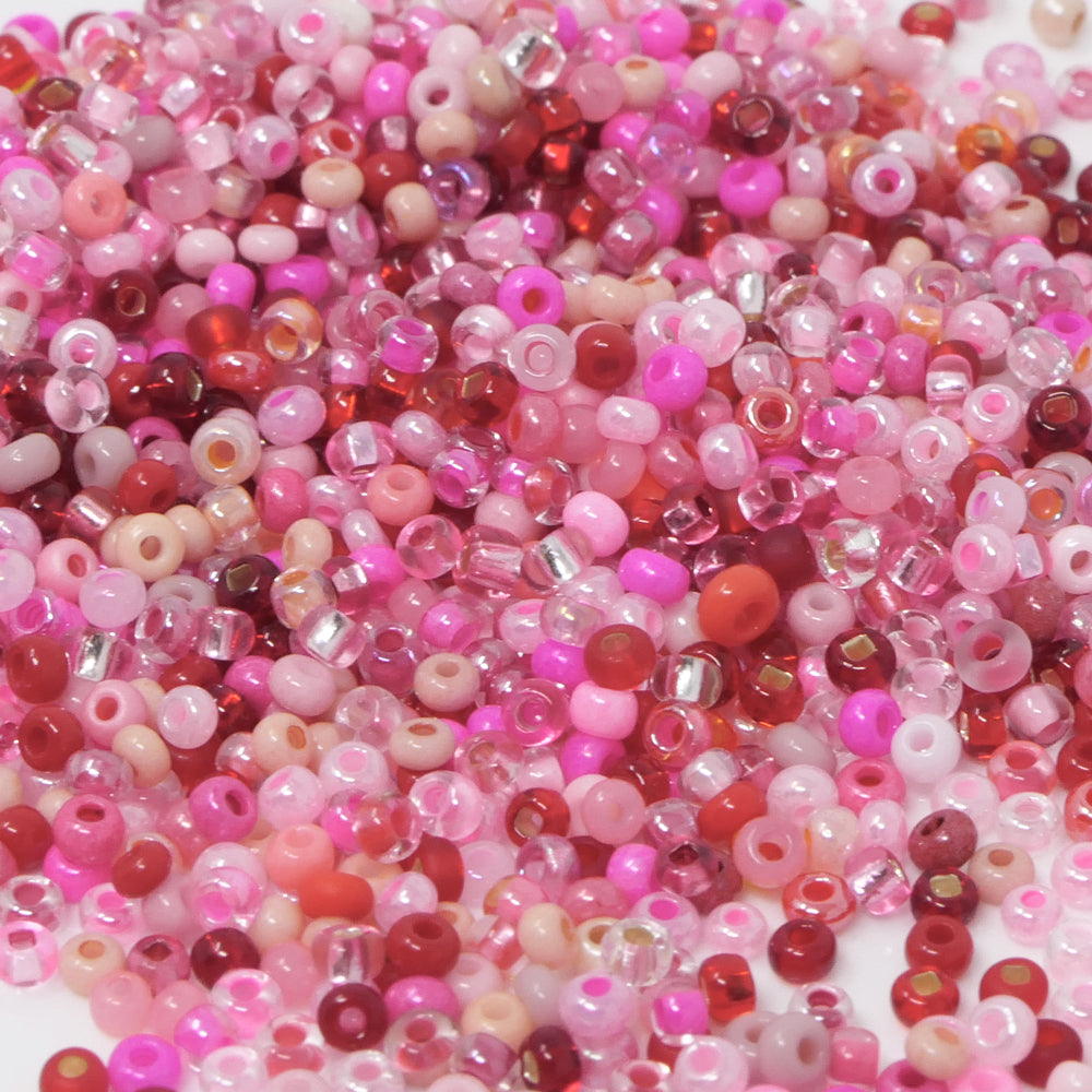 Rocailles-Perlen-Mix 1500 Stück Glasperlen Mischung 2mm Rosa zum Auffädeln Indianerperlen Größe 11/0