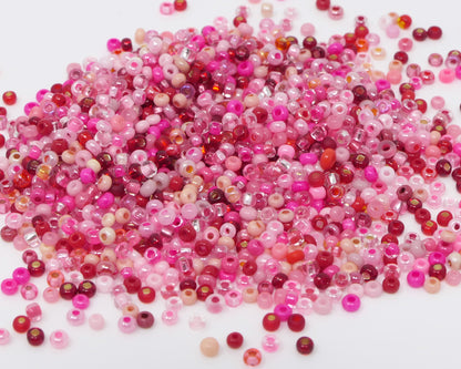 Rocailles-Perlen-Mix 1500 Stück Glasperlen Mischung 2mm Rosa zum Auffädeln Indianerperlen Größe 11/0