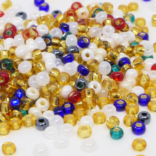 Rocailles Perlenmix 630 Stück Glasperlen 3mm Bunt opak und transparent mit Silberfolie 8/0