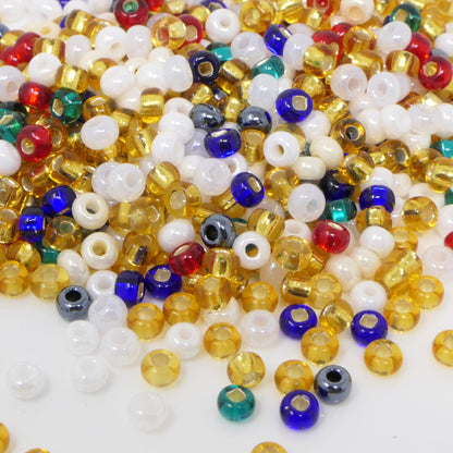 Rocailles Perlenmix 630 Stück Glasperlen 3mm Bunt opak und transparent mit Silberfolie 8/0