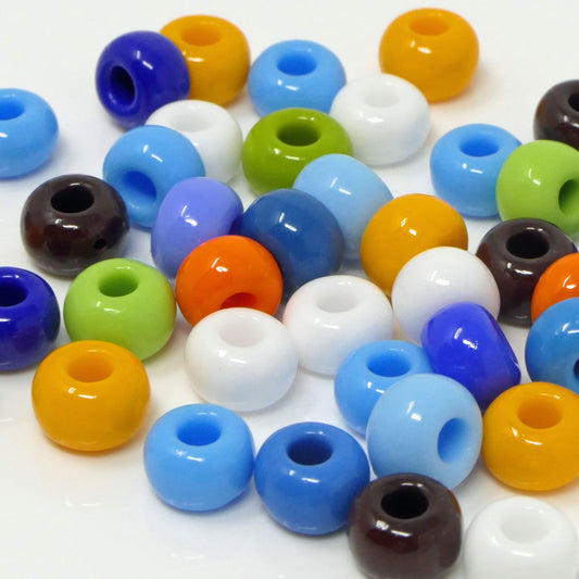 bunte Rocailles 40 St. 32/0 Glasperlen Mix 7-8mm große Indianerperlen bunt Glas Beads