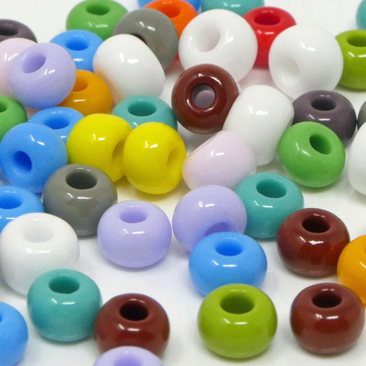 bunte Rocailles 60 St. 1/0 Glasperlen Mix 6,3-6,6mm Indianerperlen bunt Glas Beads
