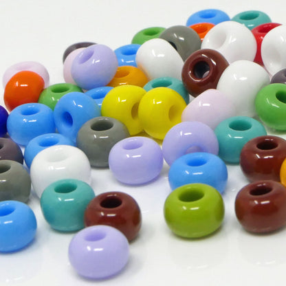 bunte Rocailles 60 St. 1/0 Glasperlen Mix 6,3-6,6mm Indianerperlen bunt Glas Beads