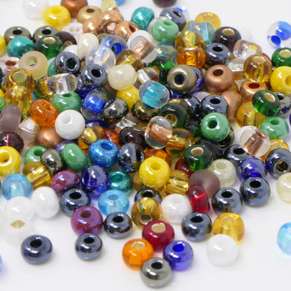 Rocailles-Perlen-Mix 250 Stück Glasperlen 4mm Bunt metallic opak transparent mit Silberfolie 6/0
