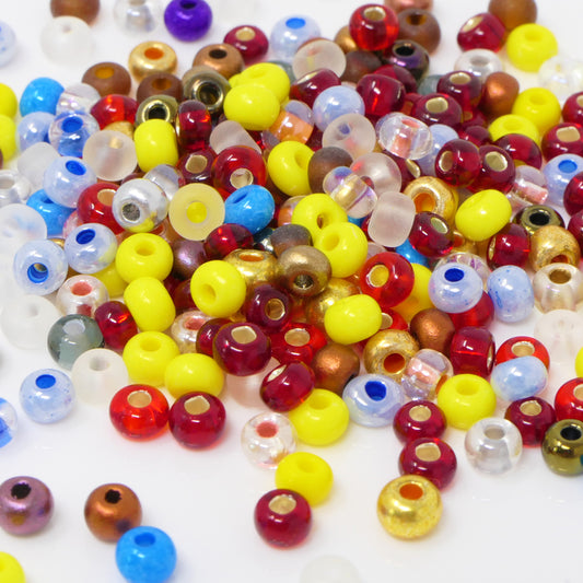 Rocailles-Perlen-Mix 250 Stück Glasperlen 4mm Bunt 6/0 Farben-Mix Indianerperlen zum Auffädeln -793