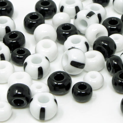 Rocailles Glasperlen 6-8mm Perlen Mix Schwarz weiß 50x Glas Beads