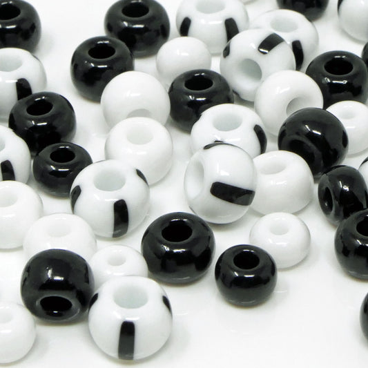 Rocailles Glasperlen 6-8mm Perlen Mix Schwarz weiß 50x Glas Beads