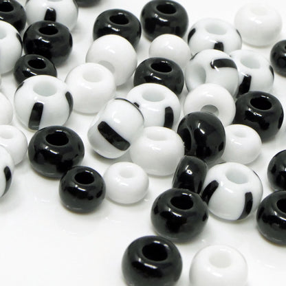 Rocailles Glasperlen 6-8mm Perlen Mix Schwarz weiß 50x Glas Beads