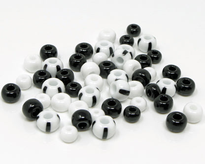 Rocailles Glasperlen 6-8mm Perlen Mix Schwarz weiß 50x Glas Beads
