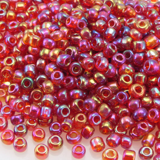 Rocailles Glasperlen 750 St. himbeere rot Lüster 3mm Perlen Rocaillesperlen -181