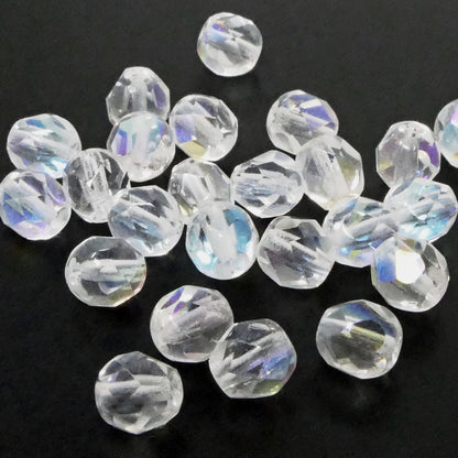 feuerpolierte Glasschliffperlen 6mm kristall AB Perlen transparent 26 St. transparent - 364