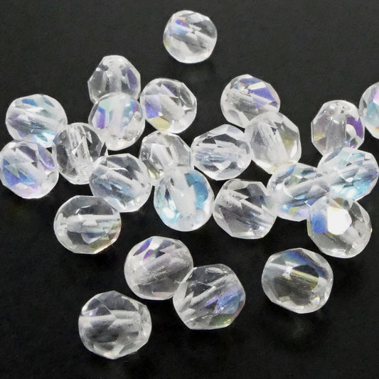 feuerpolierte Glasschliffperlen 6mm kristall AB Perlen transparent 26 St. transparent - 364