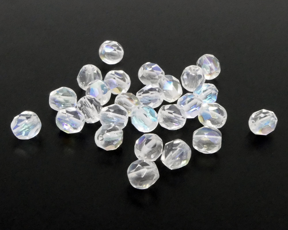 feuerpolierte Glasschliffperlen 6mm kristall AB Perlen transparent 26 St. transparent - 364