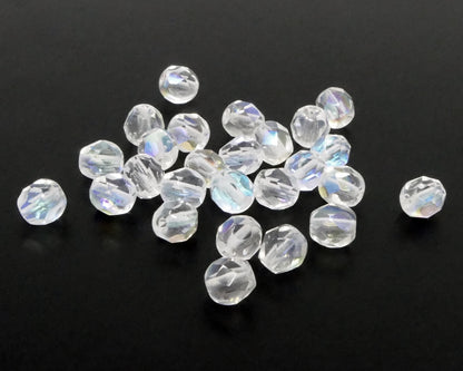 feuerpolierte Glasschliffperlen 6mm kristall AB Perlen transparent 26 St. transparent - 364