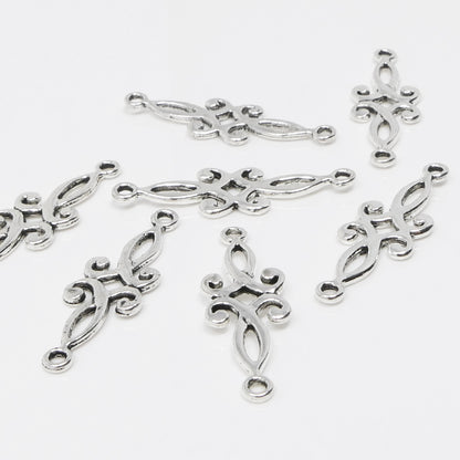Schmuckverbinder 7x Verbinder Ornament zum Basteln 29mm Altsilber